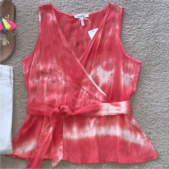 Coral Color Tie Dye Tank - Picture 2 of 7